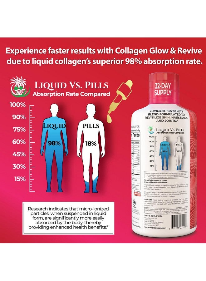 تروبيكال أويسيز كولاجين سائل متوهج للنساء والرجال - ٥٠٠٠ ملغ من ببتيدات الكولاجين المُحللة فيريسول + البيوتين | يدعم مرونة البشرة، نمو الشعر، وتقوية الأظافر | مكونات مُختبرة سريريًا | ٣٢ جرعة - Image 3