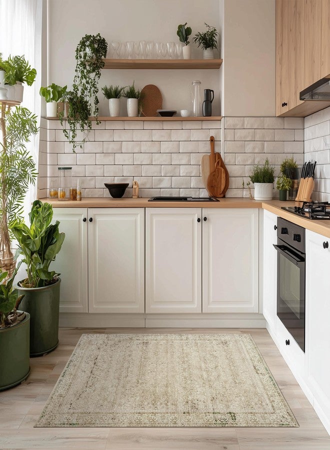 BILEEHOME 3x5 Small Entryway Area Rug Indoor for Front Door Entry Way,Washable Non Slip Ultra Thin Modern Farmhouse Neutral Boho Door Mat Entrance,Tan Brown and Cream Beige - Image 5