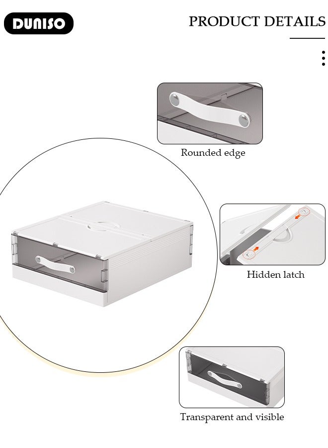 DUNISO Bed Sheet Organizers and Storage, Foldable Plastic Storage Box for Duvet Cover Set,  Closet Organizer Bedding Storage Box,for Sheet Set and Pillowcases,Towels, Blankets - Image 2