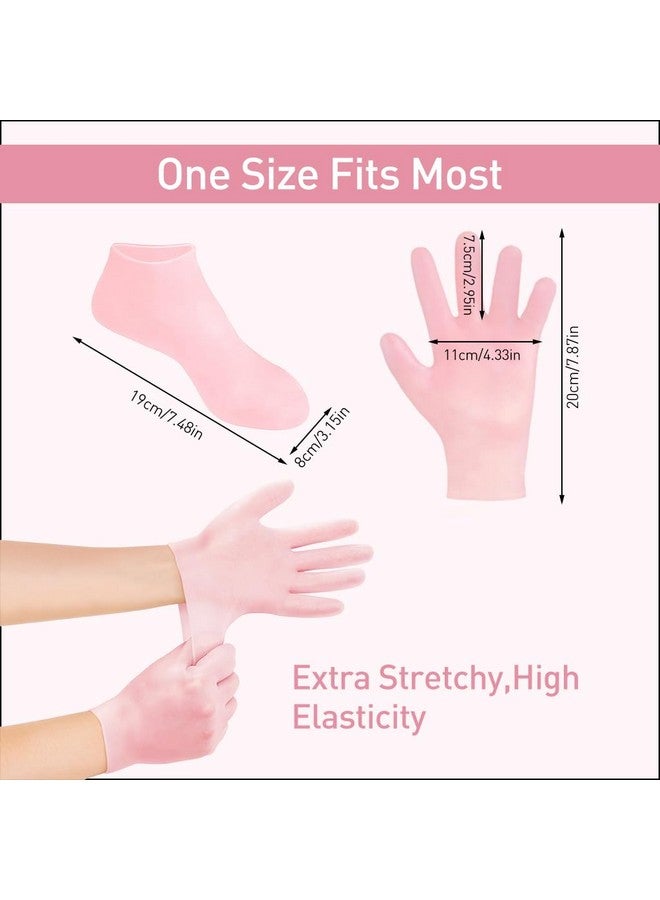 MAYCREATEÂ® 4 Pairs Silicone Moisturizing Glove Socks Set, Anti Slip Soft Spa Gel Socks Softening Feet Dry Cracked Skin, Women Spa Pedicure Socks for Foot Hand Softening, Foot Care After Pedicure - Image 4