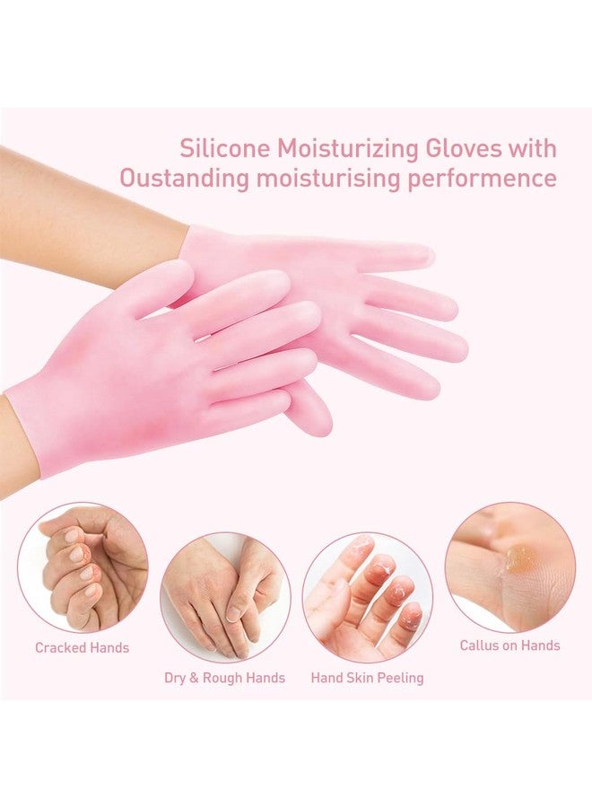 MAYCREATEÂ® 4 Pairs Silicone Moisturizing Glove Socks Set, Anti Slip Soft Spa Gel Socks Softening Feet Dry Cracked Skin, Women Spa Pedicure Socks for Foot Hand Softening, Foot Care After Pedicure - Image 2