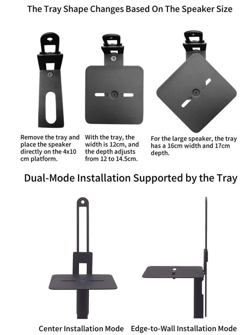 فلاشهوك حامل مكبر صوت - ارتفاع قابل للتعديل لمكبرات الصوت العالمية الساتلية، مجموعة من 2 لمكبرات الصوت Bose وPolk وYamaha وSamsung وJBL وSony A9RS5 - Image 5