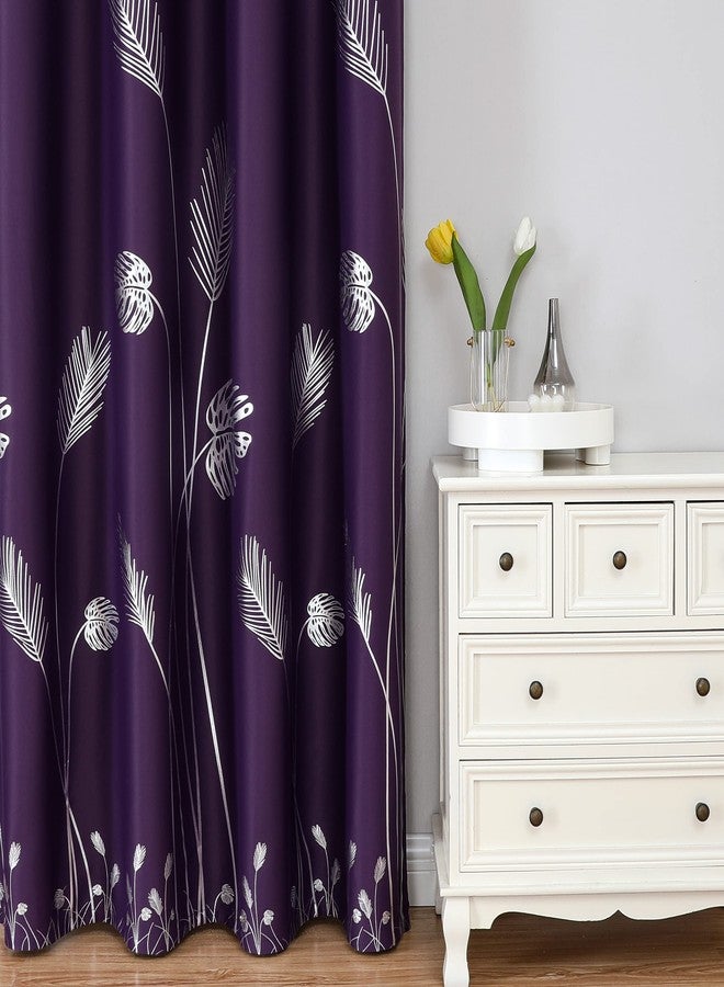Estelar Textiler Purple Blackout Curtains for Sliding Door with Silver Palm Trees Design Light Blocking Thermal Insulated Grommets Window Drapes Drapes for Living Room 52 x 84L 2 Panels - Image 2