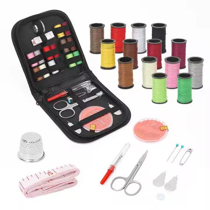 Shrux Multifunctional Emergency Cloth Repair Kit For Travel Outdoor and Home Use DIY Crafting Threading Tool Set Tailoring and Stitching Portable Kit with Threads Needles Scissors and Buttons and Etc