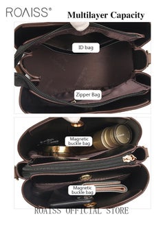 roaiss Leather Women Shoulder Bag Women's Handbag Elegant Patent Leather Bag Waterproof Handbag Shoulder Bag Women Large Capacity Bag  - Image 5