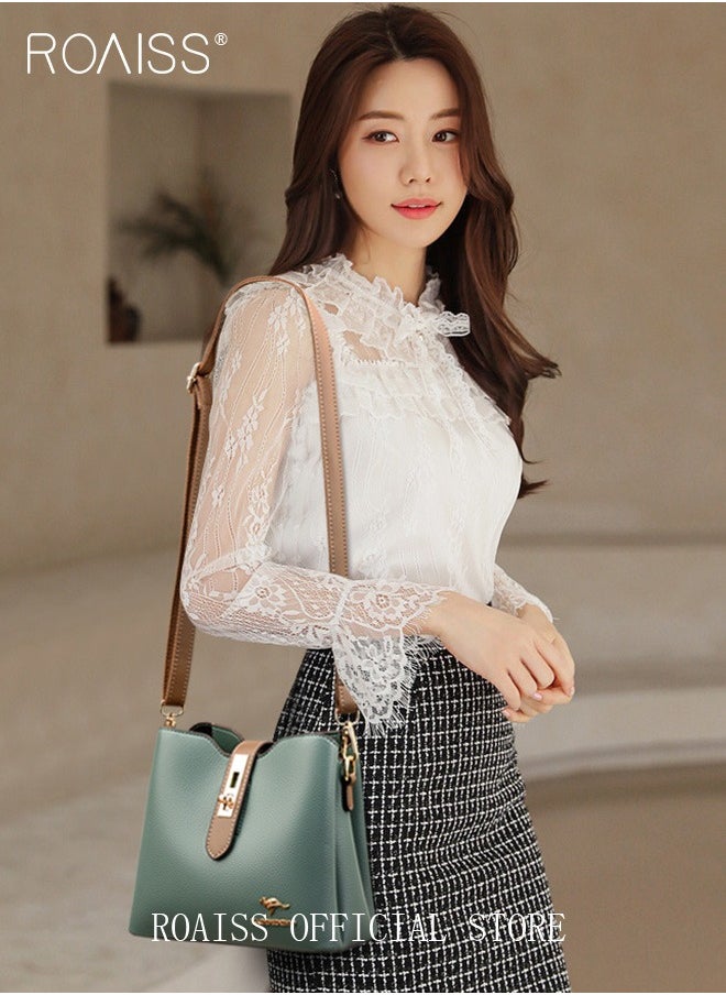 roaiss Leather Women Shoulder Bag Women's Handbag Elegant Patent Leather Bag Waterproof Handbag Shoulder Bag Women Large Capacity Bag  - Image 2