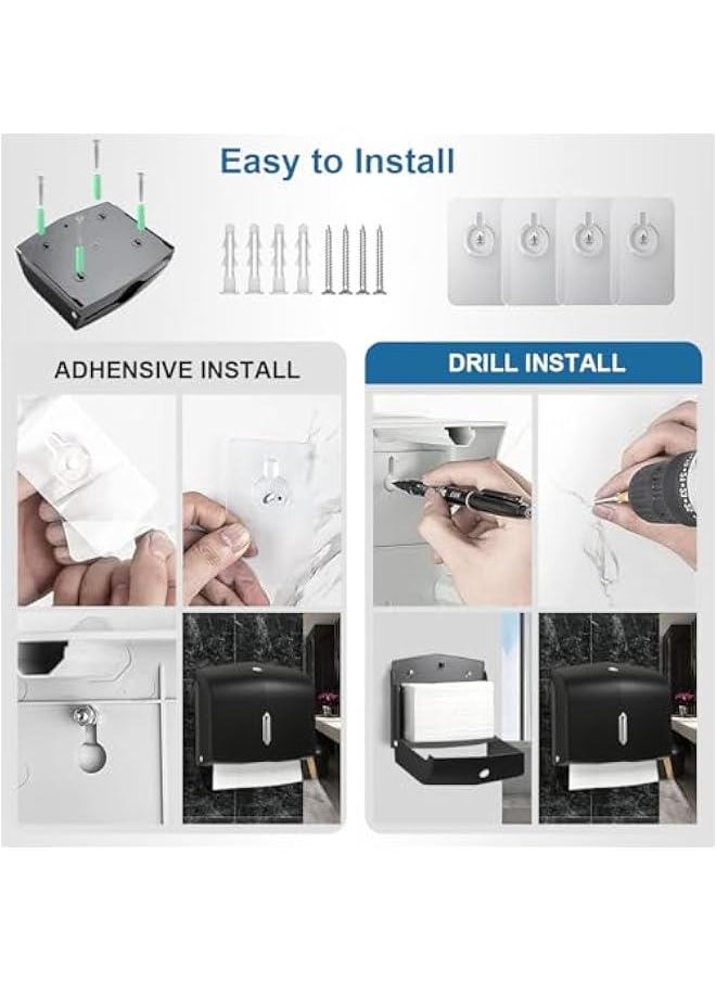 HOOKOR Tissue Box Holder Wall-mounted Bathroom Tissue Dispenser for Multifold Paper Towels Waterproof Toilet Paper Tissue Dispenser Holder for Hotel Food Service. (Black)  - Image 5