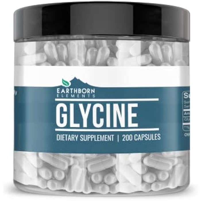 Earthborn Elements Glycine 200 Capsules, Pure & Undiluted, No Additives - Image 1