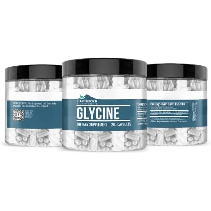 Earthborn Elements Glycine 200 Capsules, Pure & Undiluted, No Additives - Image 2
