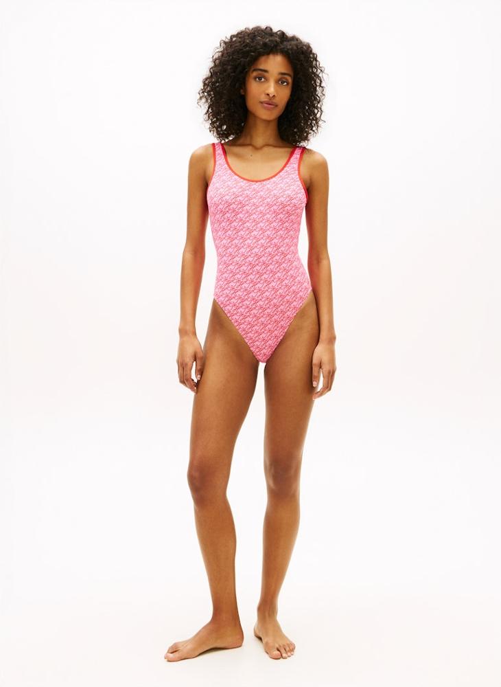 TOMMY HILFIGER Essential Logo Print Scoop Back Swimsuit - Image 4