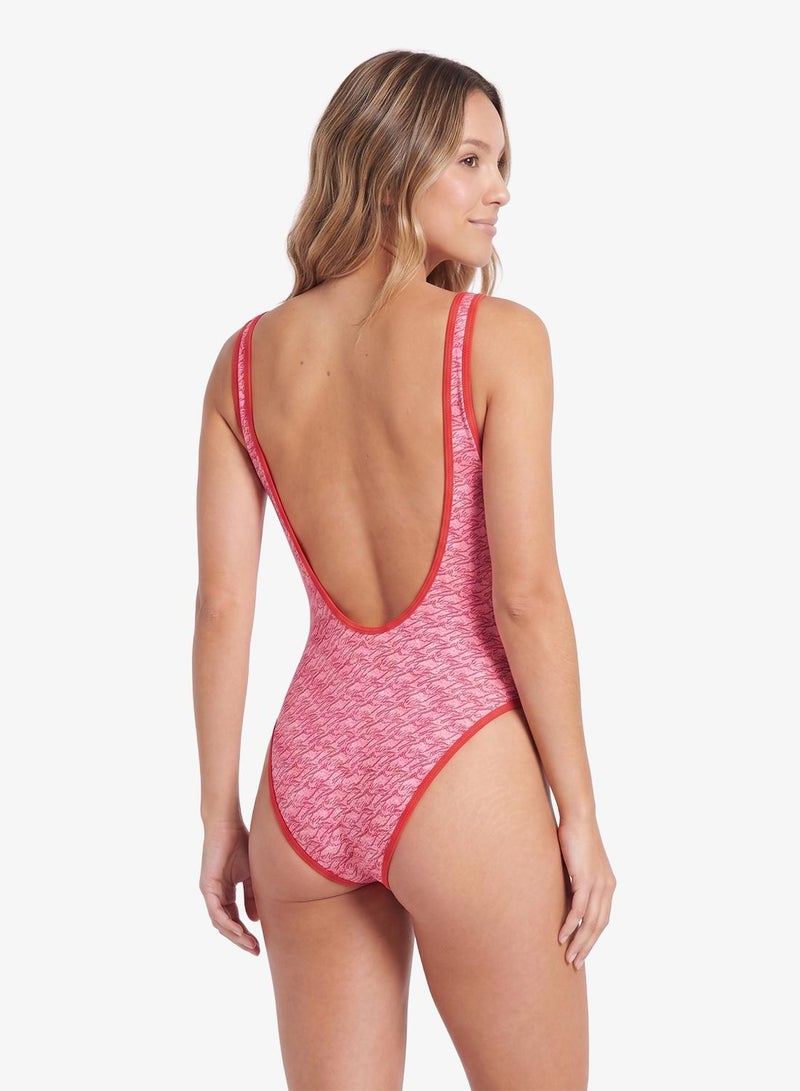 TOMMY HILFIGER Essential Logo Print Scoop Back Swimsuit - Image 2