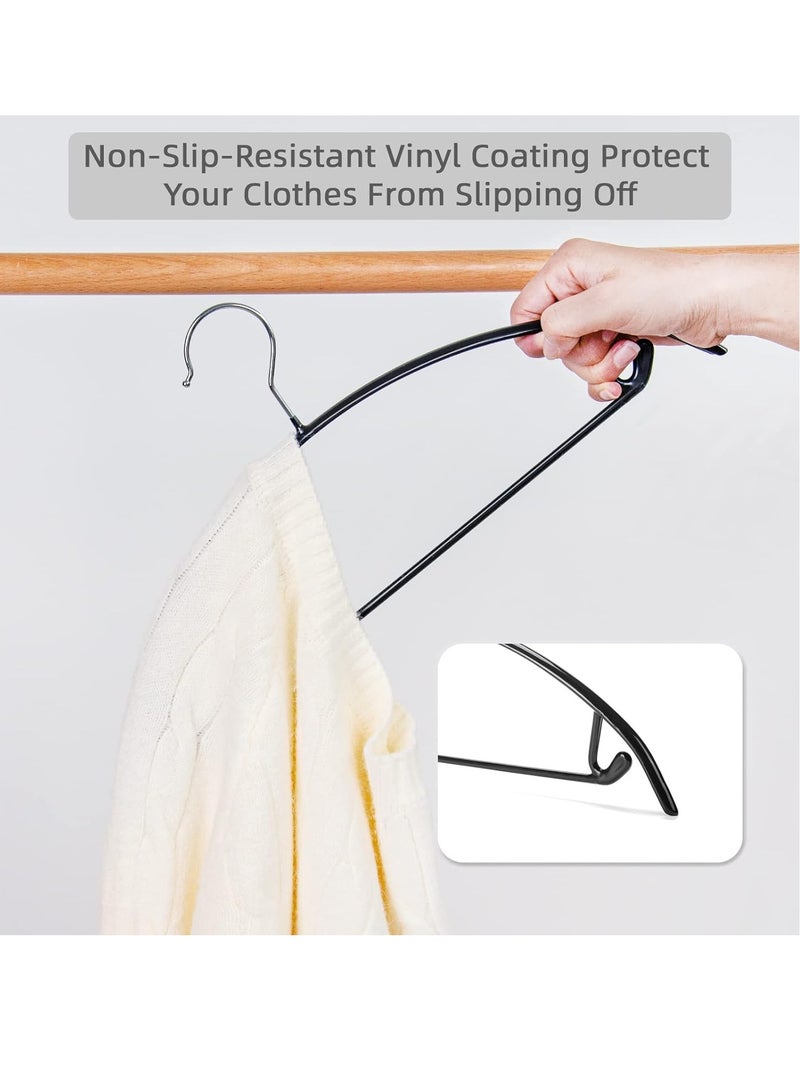 DUNISO 20 Pack Non Slip Suit Hanger, Coat Jacket Hangers, Sweater Hangers, PVC Coating Metal Hangers For Pants, Shawls, Belts, Dimple & Crease Free T Shirt Hangers(Black) - Image 4