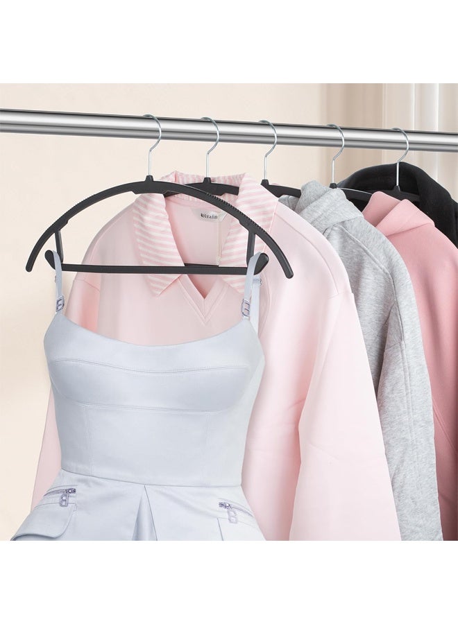 DUNISO 20 Pack Non Slip Suit Hanger, Coat Jacket Hangers, Sweater Hangers, PVC Coating Metal Hangers For Pants, Shawls, Belts, Dimple & Crease Free T Shirt Hangers(Black) - Image 4