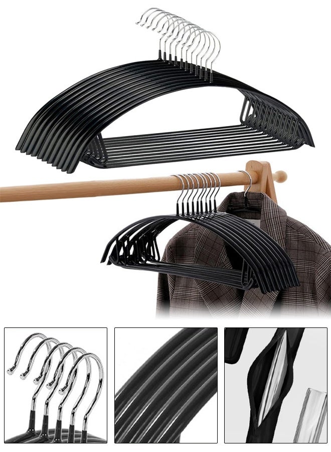 DUNISO 20 Pack Non Slip Suit Hanger, Coat Jacket Hangers, Sweater Hangers, PVC Coating Metal Hangers For Pants, Shawls, Belts, Dimple & Crease Free T Shirt Hangers(Black) - Image 1