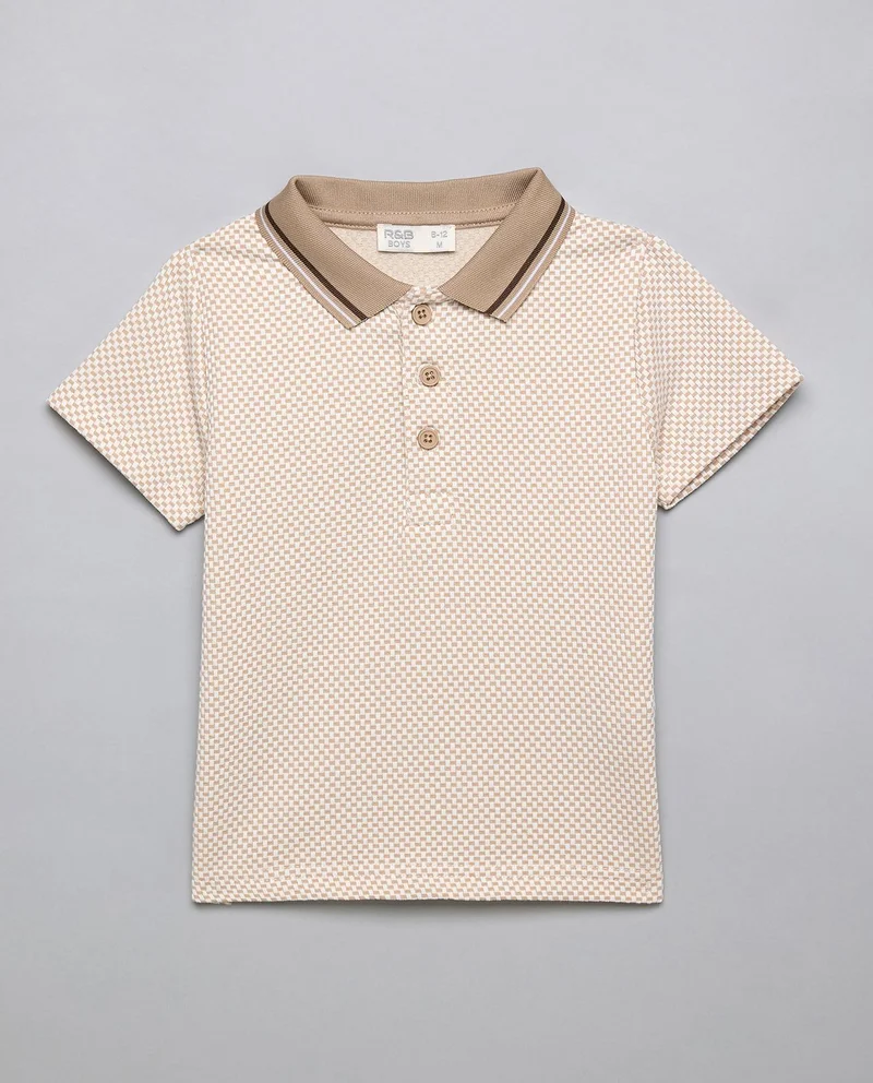 أر أند بي Solid Polo T-Shirt and Shorts Set