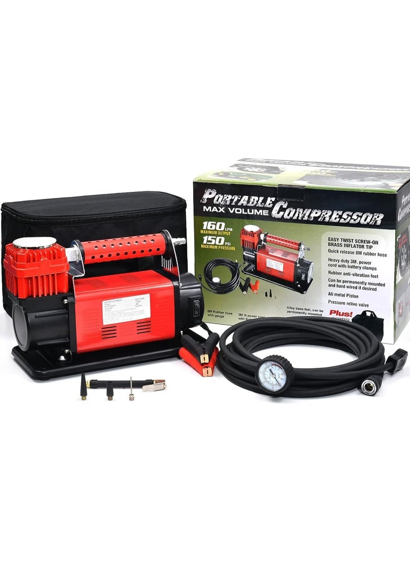Toby's 2 Cylinder Air Compressor Pump Heavy Duty - DC 12V Tire Inflator 150 PSI for Cars 4x4 Off-Roaders SUVs RVs Trailers Pickups etc.  - Image 1