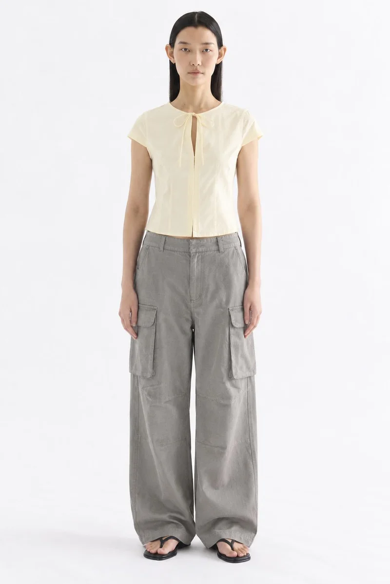 The Editor's Market Carlo Mid-Rise Straight Leg Cargo Jeans - Concrete