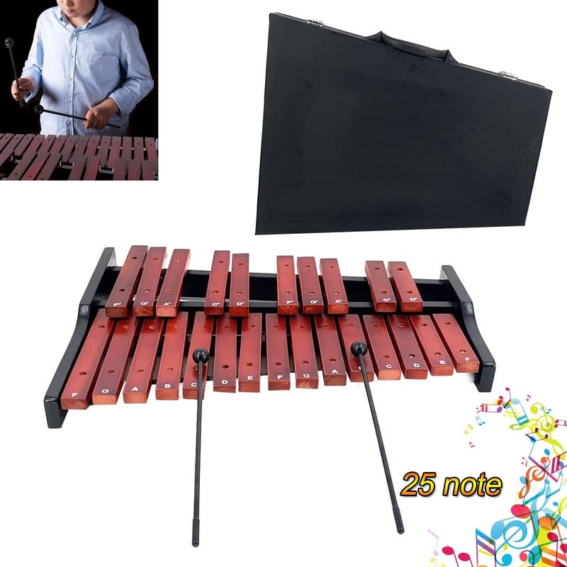 Lfhelper Portable Professional 25 Key Xylophone, Alto Wood Xylophone Adult, Student Percussion Educational, diatonic scale from F to F, semitone scale from F to D (Rose Wood) - Image 2