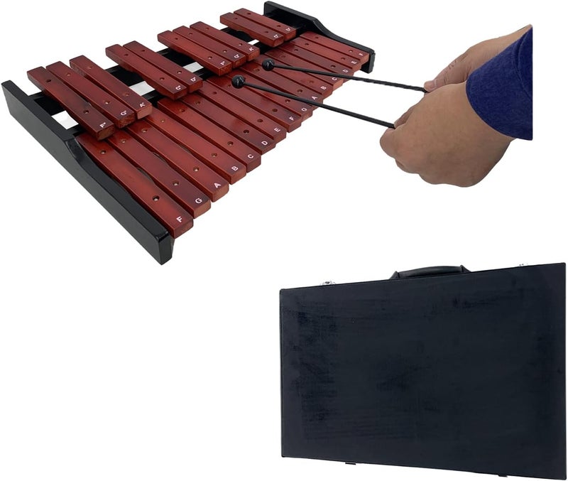 Lfhelper Portable Professional 25 Key Xylophone, Alto Wood Xylophone Adult, Student Percussion Educational, diatonic scale from F to F, semitone scale from F to D (Rose Wood) - Image 1