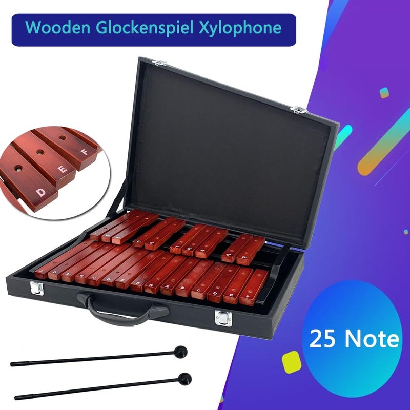 Lfhelper Portable Professional 25 Key Xylophone, Alto Wood Xylophone Adult, Student Percussion Educational, diatonic scale from F to F, semitone scale from F to D (Rose Wood) - Image 5
