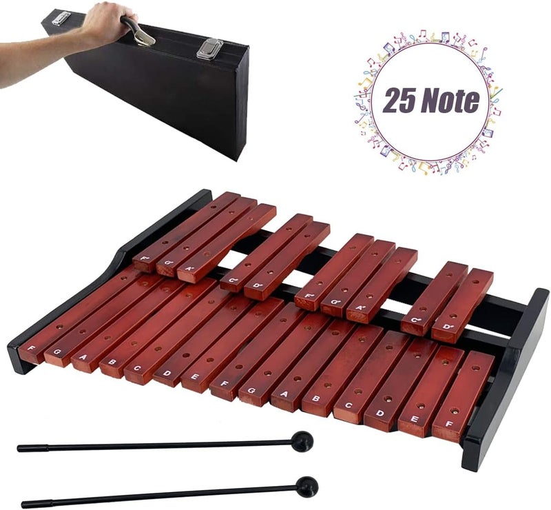 Lfhelper Portable Professional 25 Key Xylophone, Alto Wood Xylophone Adult, Student Percussion Educational, diatonic scale from F to F, semitone scale from F to D (Rose Wood) - Image 3