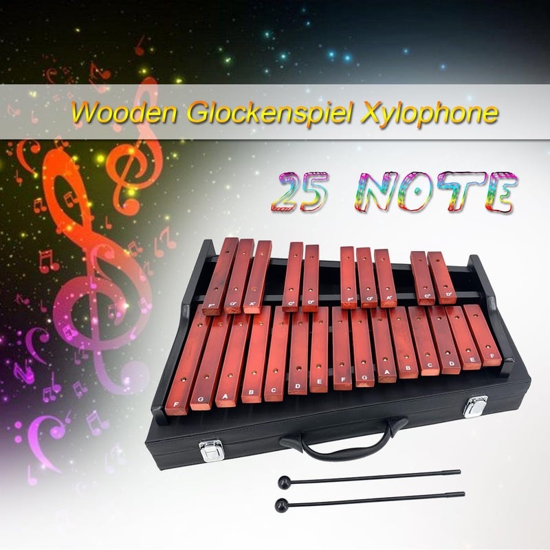Lfhelper Portable Professional 25 Key Xylophone, Alto Wood Xylophone Adult, Student Percussion Educational, diatonic scale from F to F, semitone scale from F to D (Rose Wood) - Image 4