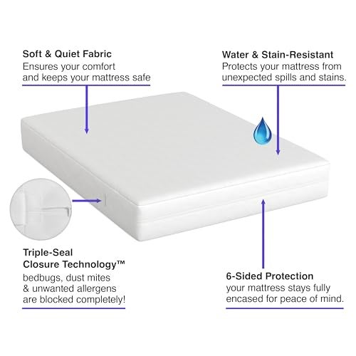 Bed Bug Blocker All-in-One Mattress Protector, Zippered Encasement, Water & Stain Resistant, Triple Seal Protection, Twin XL, White - Image 2