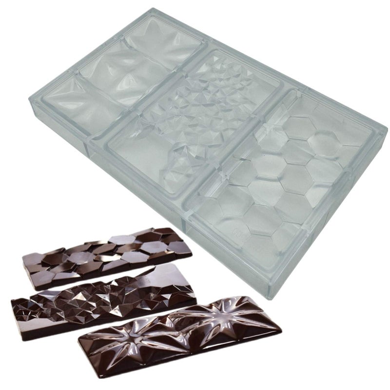 Goldbaking 3 In 1 Polycarbonate Chocolate Bar Mold Large Break-Apart Candy Tray - Image 1