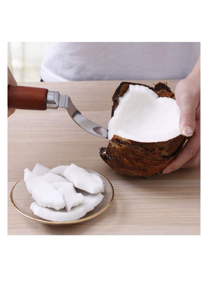 Excefore Coconut Opener Tools, Set of Stainless Steel Puncher with Straws, Brush, Meat Remover Wood Handle, For Green & Young Reusable Straws Food Grade for Thai Fresh Water, Safe and Convenient Drill Punch - Image 4