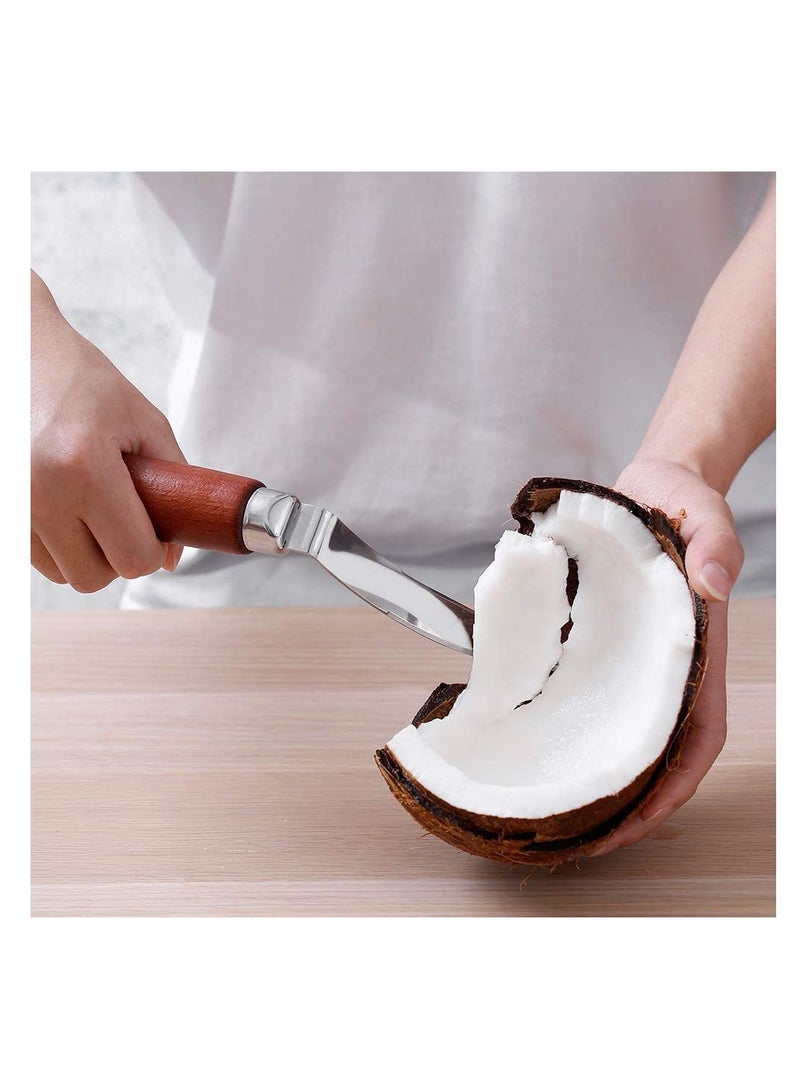 Excefore Coconut Opener Tools, Set of Stainless Steel Puncher with Straws, Brush, Meat Remover Wood Handle, For Green & Young Reusable Straws Food Grade for Thai Fresh Water, Safe and Convenient Drill Punch - Image 5
