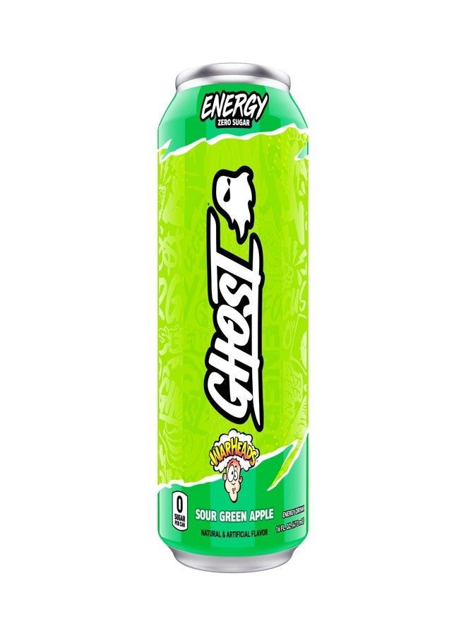 GHOST Energy Drink - Single Can, Warheads Sour Green Apple 16oz - Energy & Focus & No Artificial Colors - 200mg Natural Caffeine, L-Carnitine & Taurine - Gluten-Free & Vegan - Image 1