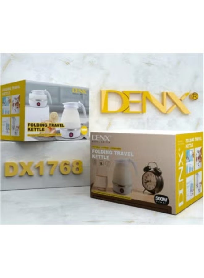 Denx Portable Foldable Electric Kettle – 500W Fast-Boil Travel Kettle with Collapsible Food-Grade Silicone Body, Compact & Lightweight Design, Ideal for Camping, Hotel, Office, and Travel Use – Easy to Carry & Store – Model DX1768 – White - Image 2