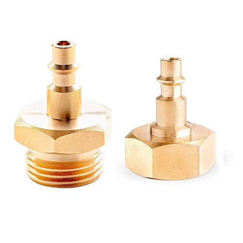 HHYOOSOO Lead-Free Brass Winterize Sprinkler Systems Blowout Plug Quick Connect Air Compressor 1/4" Adapter | Fits Garden Hose 3/4" Threading Water Blowout Adapter Fitting to RV and Campe (2) - Image 1