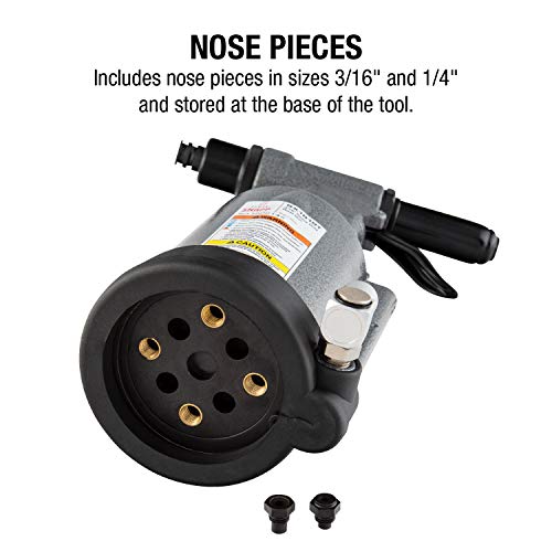 SUNEX TOOLS SX1819T, Heavy Duty Rivet Gun, Sets 3/16” and ¼” Rivets, 3690 lbs Traction Power, Nose Pieces Included, Forged Aluminum Handle, Storage Case - Image 3