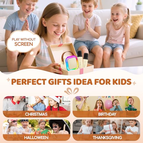 IROO Mini Karaoke Machine for Kids 2026 TOP Toys Birthday Gifts Ideas for Girls Ages 4 5 6 7 8 9 10 12 Years Old Portable MP3 Player with 2 Wireless Mics for Family Home Party - Image 5