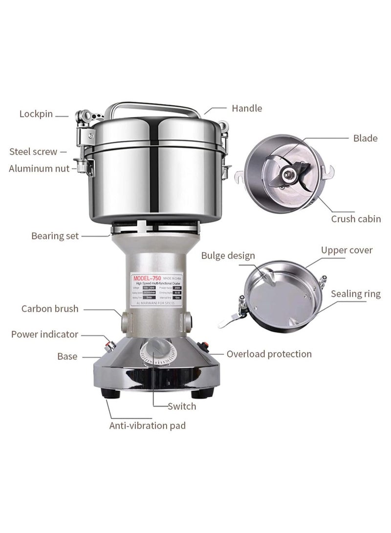Grain Mill Grinder150g ,High Speed Electric Stainless Steel Pulverizer | Multi-Purpose Powder Machine for Cereals, Corn, Flour, Dry Spices, Herbs, Grains, Coffee, Rice, Pepper  - Image 3