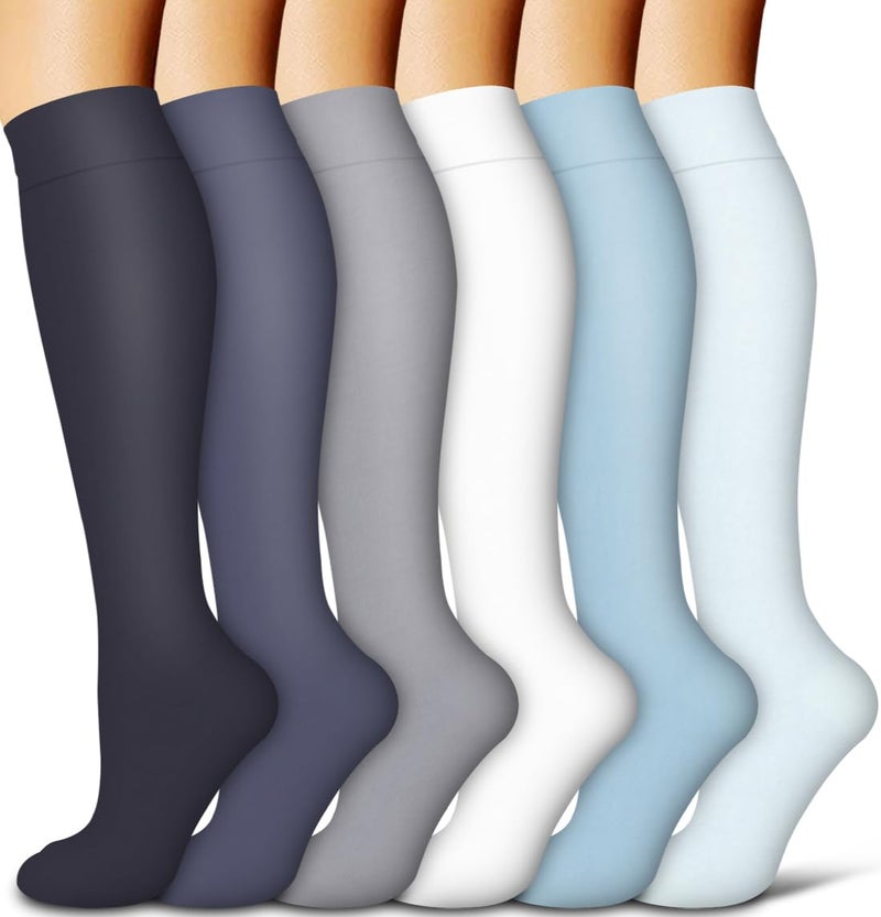 COOLOVER Copper Compression Socks for Women and Men(6 Pairs)-Best Support for Running, Athletic, Nursing, Travel - Image 1