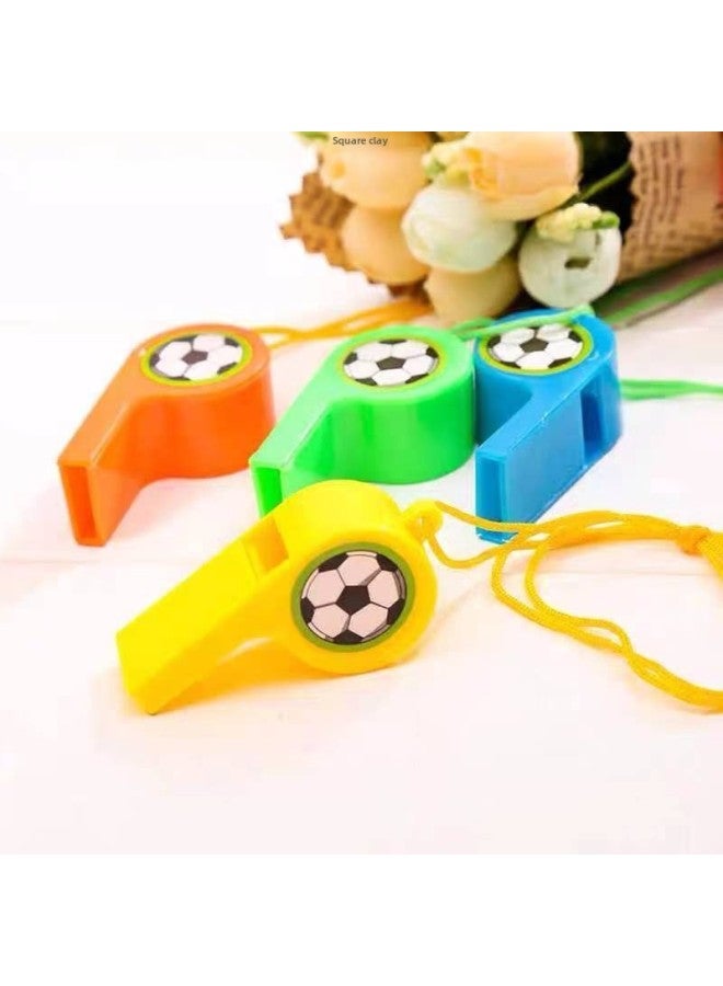 Generic Plastic Whistle Refueling Whistle Blowing Referee Lanyard Competition Games Children's Toys To Survive Baby Wholesale-Color:Football Whistle (mixed Color Hair) 6 Pack - Image 5