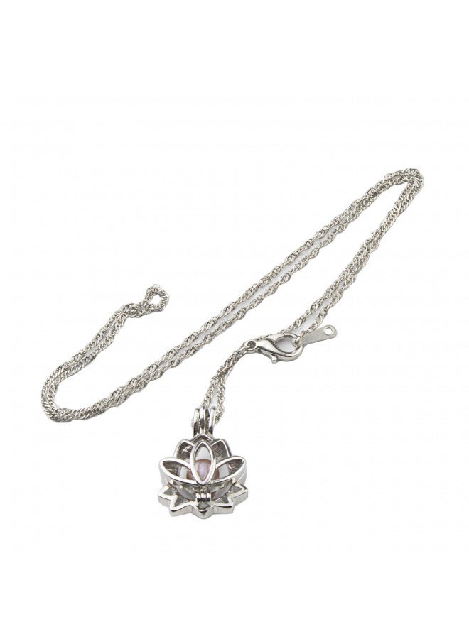 milkyway طقم قلادة لؤلؤ الأمنيات، طقم صنع القلائد، قلادة لوتس مع قفل قفص لؤلؤ مزروع في محار، 16.9 بوصة، هدية مفاجئة للزوجة، الصديقة، الأم - Image 4