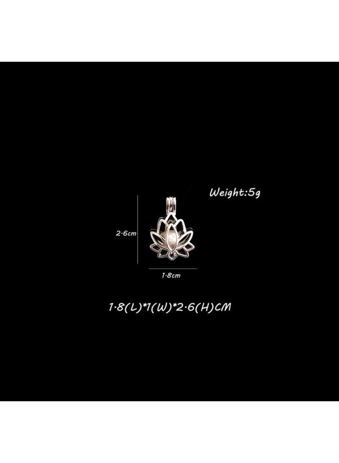 milkyway طقم قلادة لؤلؤ الأمنيات، طقم صنع القلائد، قلادة لوتس مع قفل قفص لؤلؤ مزروع في محار، 16.9 بوصة، هدية مفاجئة للزوجة، الصديقة، الأم - Image 2