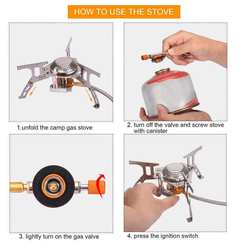Sagafly Portable Camping Gas Stove with 1LB Propane Tank Adapter, Foldable Camp Stove Backpacking Stove with Piezo Ignition for Outdoor Hiking Cooking Burner - Image 5