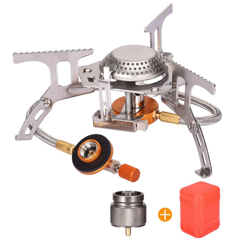 Sagafly Portable Camping Gas Stove with 1LB Propane Tank Adapter, Foldable Camp Stove Backpacking Stove with Piezo Ignition for Outdoor Hiking Cooking Burner - Image 1