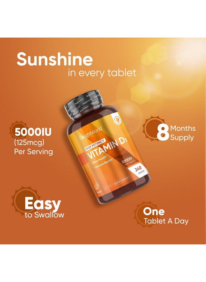 فيتامين د3 من WeightWorld 5000 وحدة دولية (125 ميكروجرام) - 240 قرصًا (إمدادات تكفي لمدة 8 أشهر) - فيتامين د نباتي لصحة العظام والمناعة - مكمل عالي الفعالية وعالي التوافر البيولوجي - خالٍ من الكائنات المعدلة وراثيًا وخالي من الجلوتين - Image 2