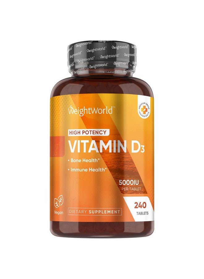 فيتامين د3 من WeightWorld 5000 وحدة دولية (125 ميكروجرام) - 240 قرصًا (إمدادات تكفي لمدة 8 أشهر) - فيتامين د نباتي لصحة العظام والمناعة - مكمل عالي الفعالية وعالي التوافر البيولوجي - خالٍ من الكائنات المعدلة وراثيًا وخالي من الجلوتين - Image 1