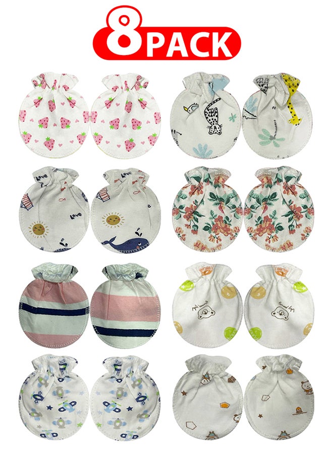 MARGOUN 8 Packs Newborn Baby Mittens Anti Scratch Baby Mittens No Scratch Mittens Baby Gloves for 0-6 Months Boys Girls Multicolour  - Image 1