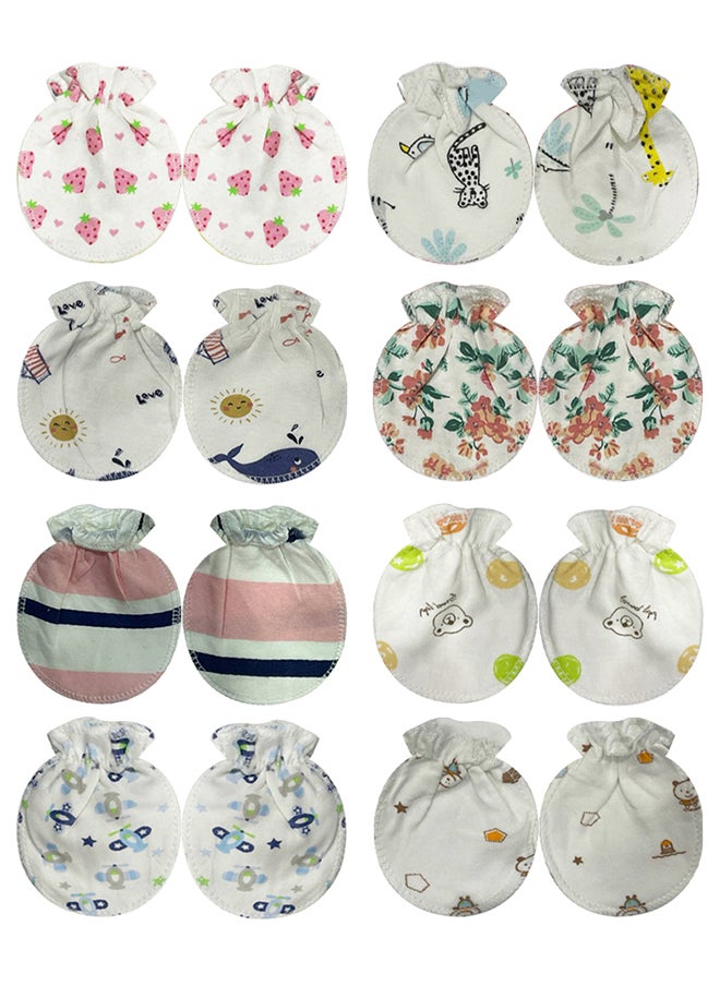 MARGOUN 8 Packs Newborn Baby Mittens Anti Scratch Baby Mittens No Scratch Mittens Baby Gloves for 0-6 Months Boys Girls Multicolour  - Image 2