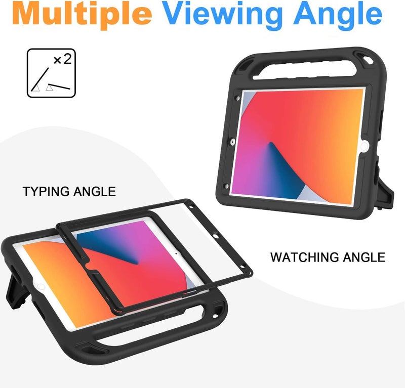 BMOUO Kids Case for iPad 9th/8th/7th Generation (2021/2020/2019), with Built-in Screen Protector, Shockproof Handle Stand Kids iPad 10.2 Case, Black - Image 5