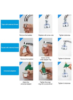 GNAFOTU Sink Water Filter Faucet, Faucet Filter, 360° Rotating FaucFilters Purifier Kitchen Tap Filtration Removes Chlorine Fluoride Heavy Metals Hard Water for Home Bathroom Kitchen,2 Pcs  - Image 2