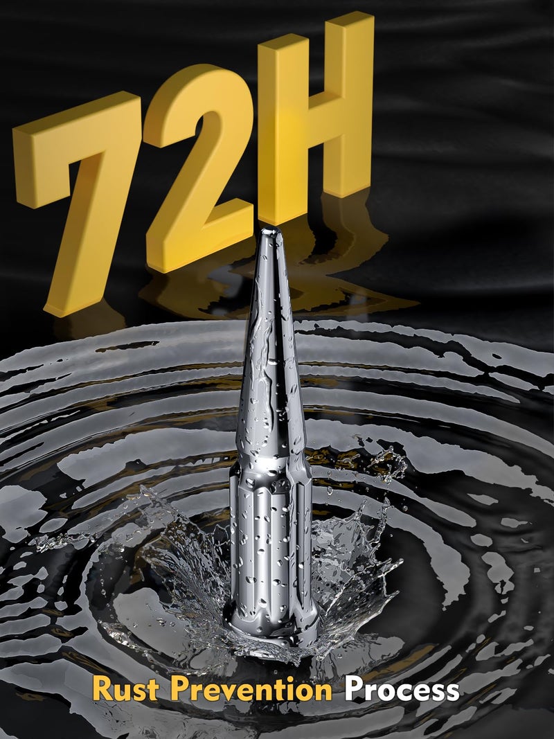 MIKKUPPA M14x1.5 Wheel Spike Lug Nuts - 32pcs Chrome Spiked Lug Nuts 14x1.5 Solid 4.4" Tall Acorn Lug Nut with 1 Socket Key Replacement for Chevy Silverado 1500 2500 3500, F-150 F-250 F-350 - Image 3