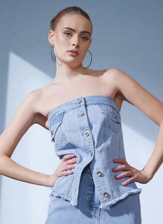 STREET 9 Denim Corset Top for Women
